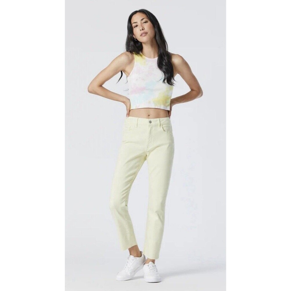Mavi Viola Women’s Size W31 L27 Cropped High-Rise Slim Straight Jeans In Yellow